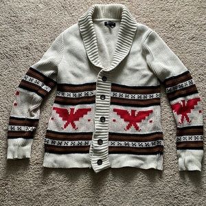 Vintage style Patterned shawl cardigan sweater